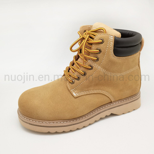 High Quality Wheat Color Cow Suede Leather Goodyear Welt Safety Boots